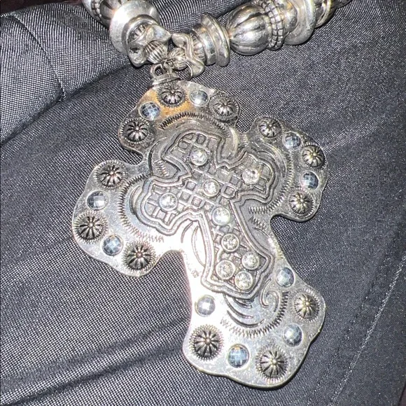 Silver Cross Pendant Fashion Necklace - Picture 8 of 9